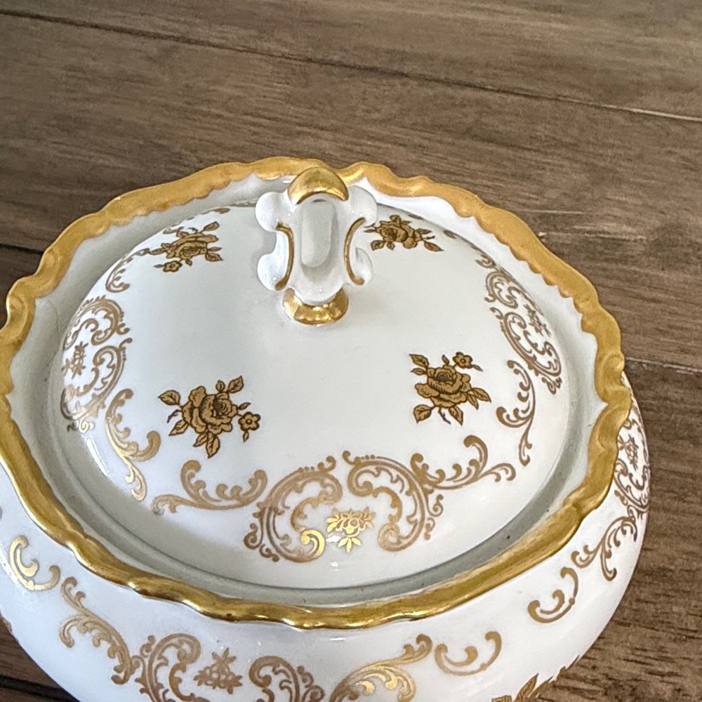 EReichenbach Fine China Covered Candy Dish Gold Floral Germany 5” - Picture 2 of 12